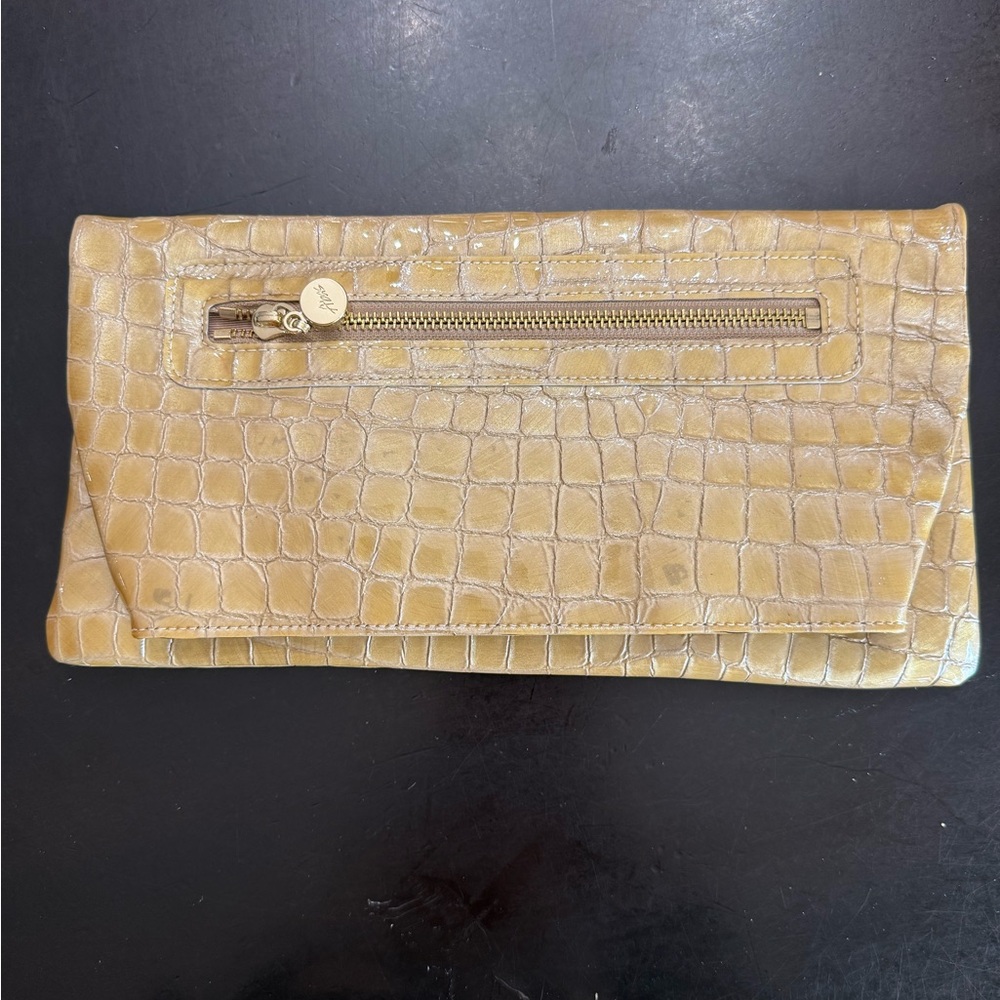 Abas Croc-Embossed Foldover Clutch – New With Tags